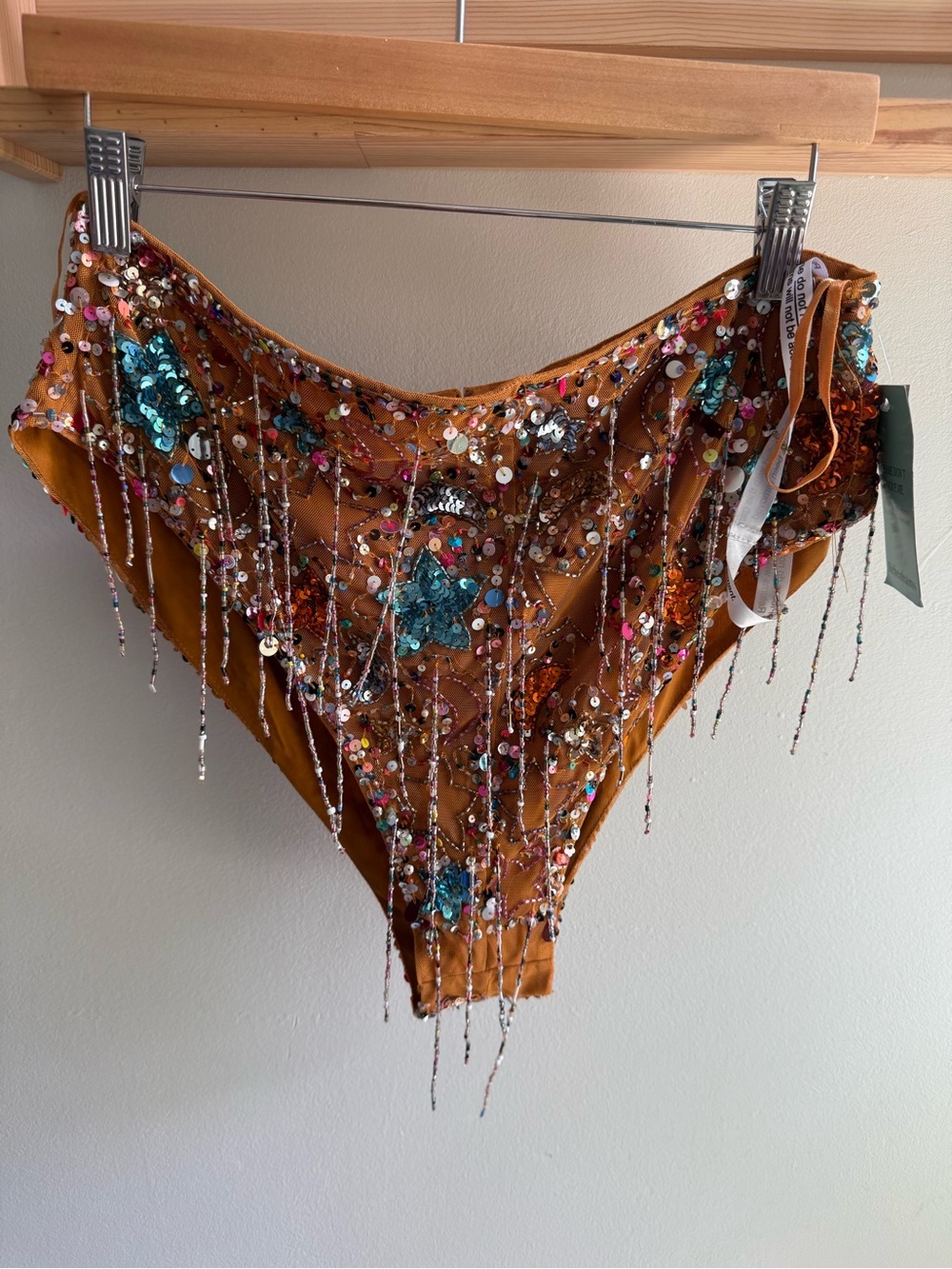 Nasty Gal Beaded Fringe Star Embellished Tassel Booty Shorts - Picture 3 of 7